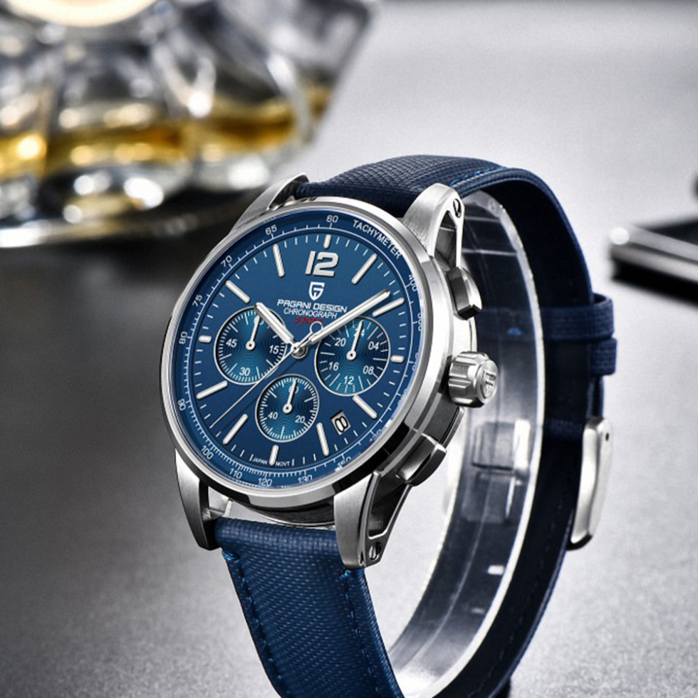 large Годинник чоловічий Pagani Design YS008 Silver-Blue 0